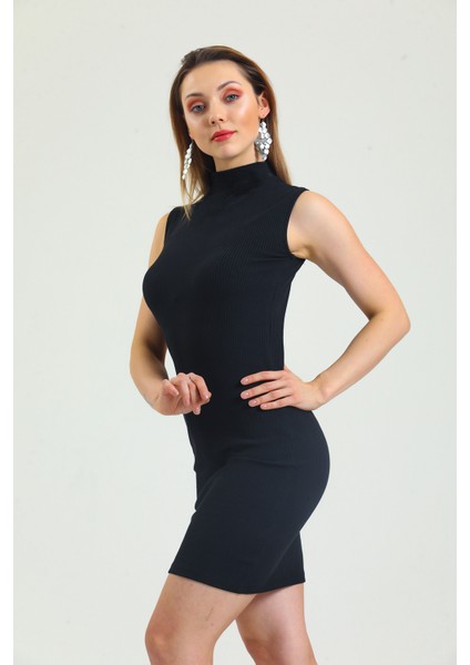 Bisiklet Yaka Kolsuz Mini Elbise modelleri