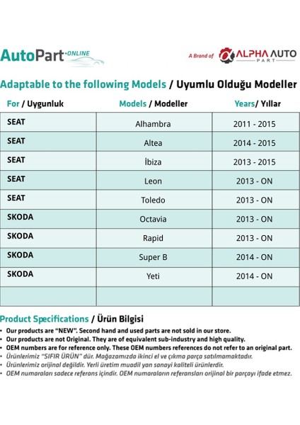 Alpha Auto Part Audi Için Enjektör Basınç Borusu