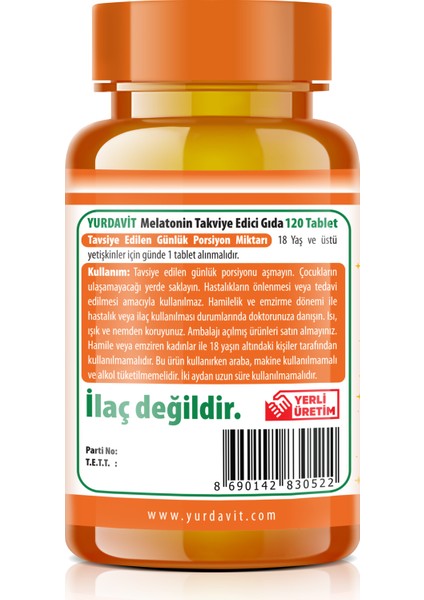 Melatonin 3 Mg 120 Tablet Skt 12 Aralık 2025