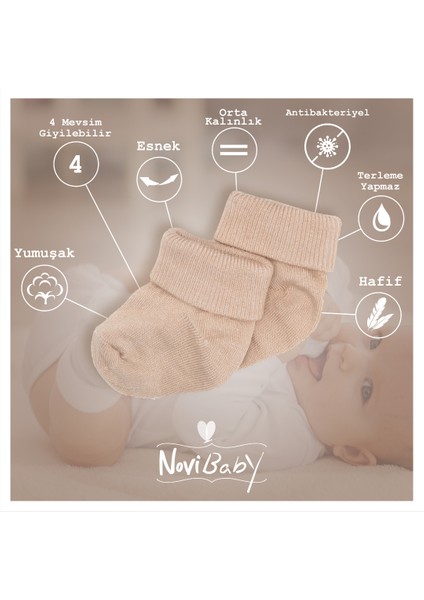 3'lü Bambu Yenidoğan Bebek Çorabı I Fresh I 0-6 Ay