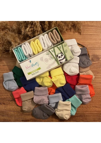 5'li Bambu Yenidoğan Bebek Çorabı I Colourful I 0-6 Ay