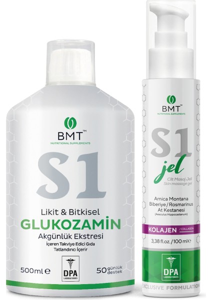 Biomet S1 Glukozamin 500 Ml Ve Likit Ve Bitkisel Glukozamin Içeren Aromaterapi Jel 100 Ml