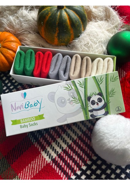 5'li Bambu Yenidoğan Bebek Çorabı I Winter I 0-6 Ay