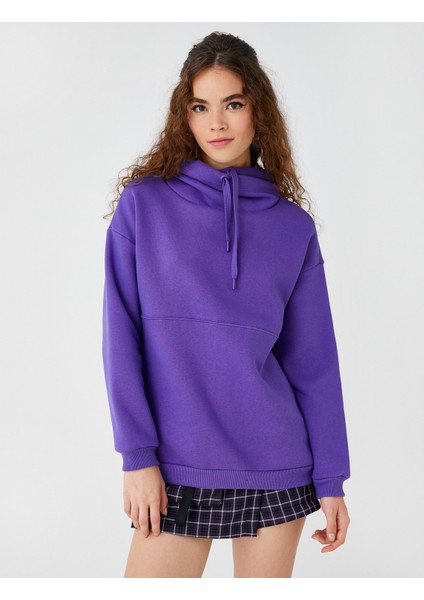 Oversize Kapüşonlu Basic Sweatshirt