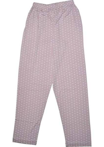 Kadın Pembe Beyaz Puanlı Bambu Uzun Kol Uzun Pantolon Orta Kalın Baharlık Rahat Pijama Takımı 19590 modelleri