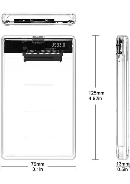 2.5" USB 3.0 Harici SSD Harddisk Şeffaf Taşınabilir HDD Kutusu