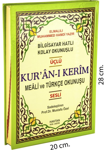 Arapça - Türkçe Okunuş ve Mealli Kuranı Kerim Rahle Boy Sesli - Üçlü Kuran