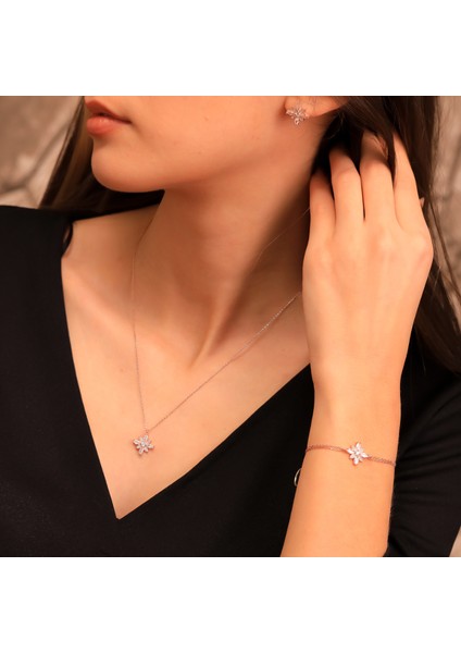 925 Ayar Gümüş Kamelya Çiçeği Set fırsatları
