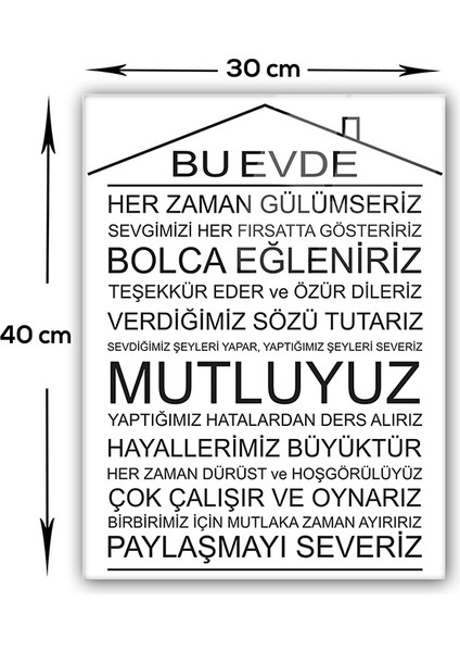 Cam Tablo | Bu Ev - Beyaz Fon | modelleri
