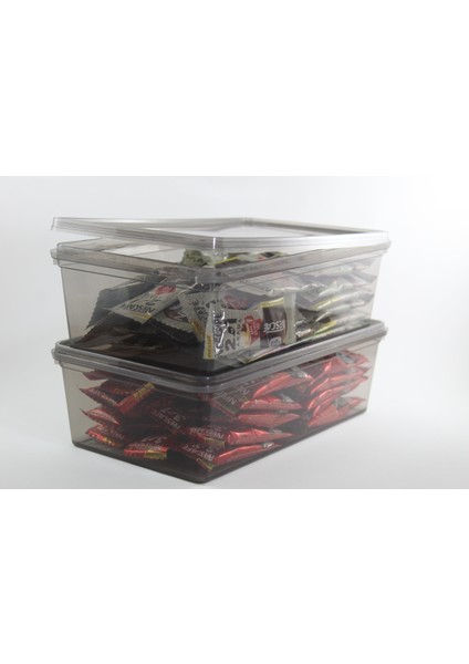 Plastik Antrasit 10 Adet 2 Lt Kapaklı Kilitli Dondurucu Gıda Mutfak Saklama Kabı (23X14X8) cm Kahve Yemek Oyuncak,