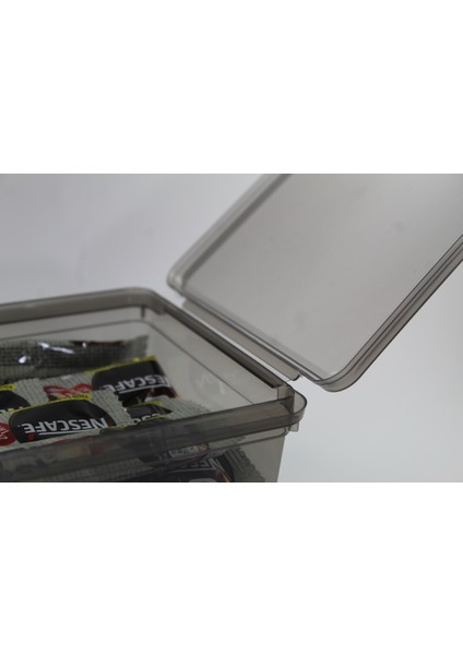 Plastik Antrasit 10 Adet 2 Lt Kapaklı Kilitli Dondurucu Gıda Mutfak Saklama Kabı (23X14X8) cm Kahve Yemek Oyuncak,