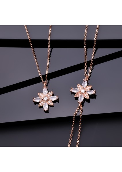 925 Ayar Gümüş Kamelya Çiçeği Kolye Bileklik Set fırsatları