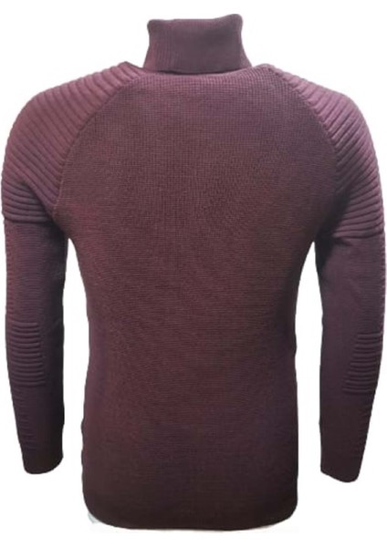 3508 Erkek Basic Tam Balıkçı Yaka Boğazlı Kazak - Bordo fiyatları