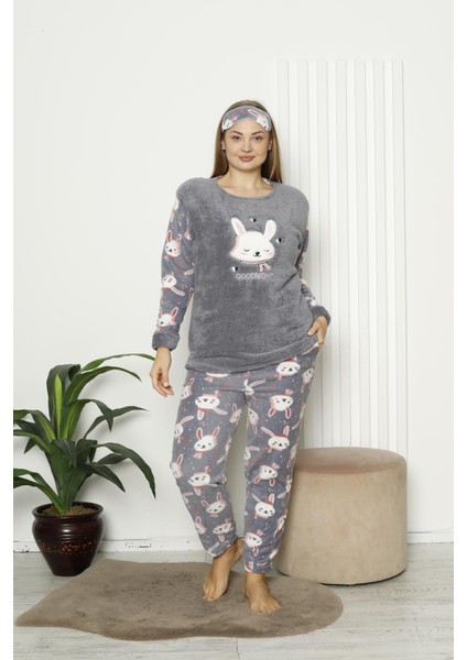 Kadın Cepli Kalın Polar Pijama Takımı 2139