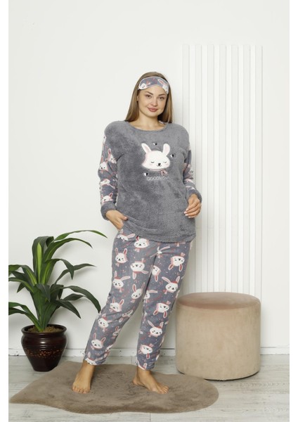 Kadın Cepli Kalın Polar Pijama Takımı 2139