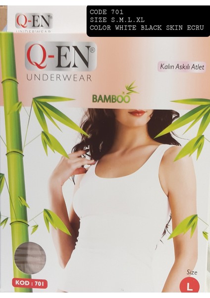 Kadın Düz Renkli Kalın Askılı Atlet, Bamboo - Kod 701-2291, L, siyah