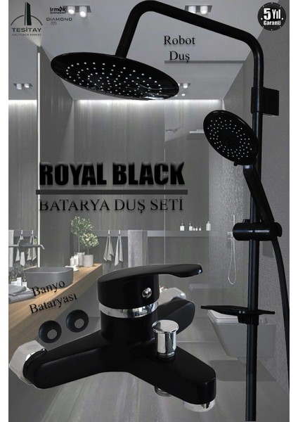 Banyo Bataryası Siyah Renk Duş Musluk Armatür Robot Duş Seti Banyo Duş Başlığı Spiral Takımı Armatür