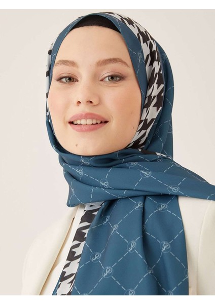 Dinamik Kaz Ayağı Desen Krep Şal-Turkuaz fiyatları