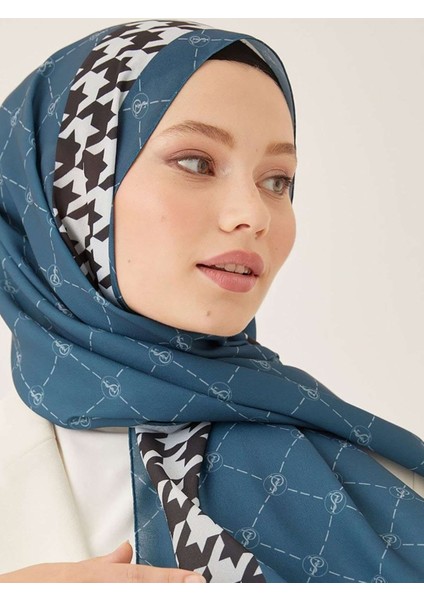Dinamik Kaz Ayağı Desen Krep Şal-Turkuaz fırsatları