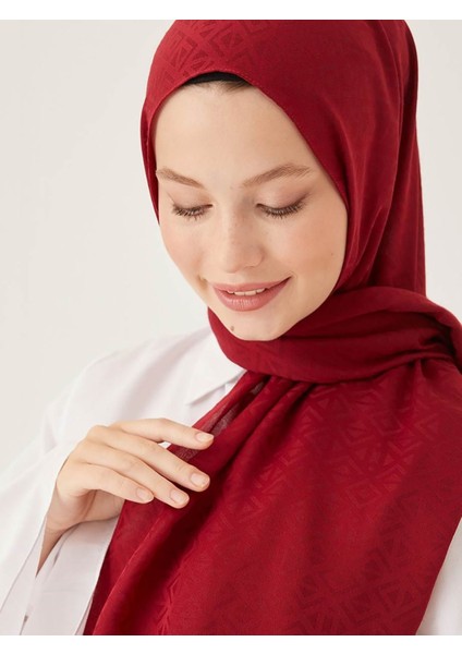 Piramit Desen Pamuk Jakar Şal Bordo fiyatları