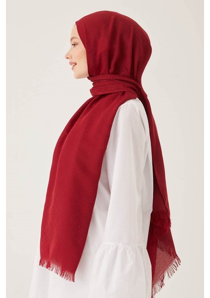 Piramit Desen Pamuk Jakar Şal Bordo modelleri