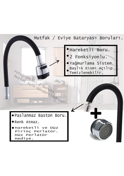 Lavabo Banyo Mutfak Bataryası ve Diamond Robot Duş Siyah Banyo Seti / Musluk / Armatür /