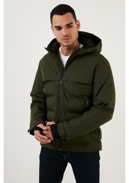 Rüzgar ve Su Geçirmez Isı Yalıtımlı Kapüşonlu Şişme Mont Erkek Mont 12225287 fiyatları