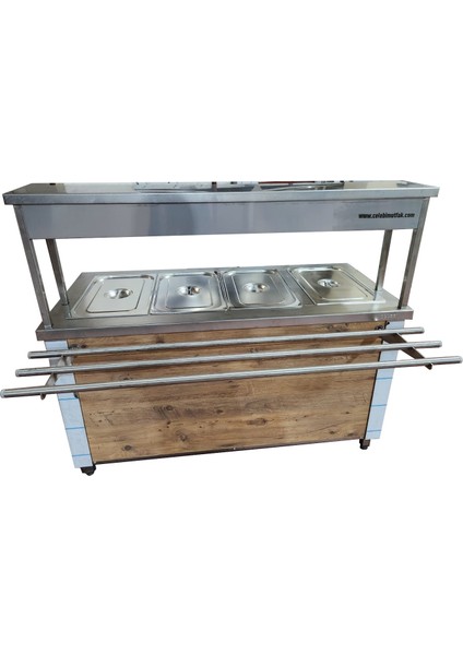 Isıtmalı Sulu Yemek Tezgahı - Krom Elektrikli Benmari