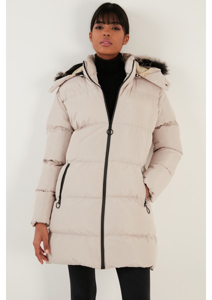 Yakası Suni Kürklü Çıkarılabilir Kapüşonlu Cepli Şişme Mont Bayan Mont 5761645 fiyatları