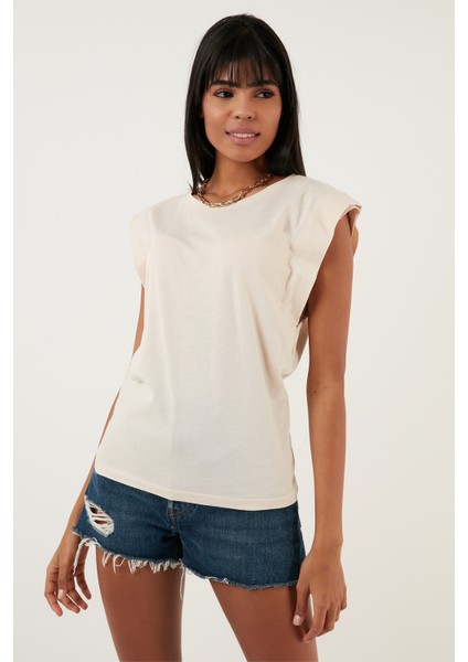 % 100 Pamuklu Bisiklet Yaka Kolsuz T Shirt Bayan T Shirt 5864019