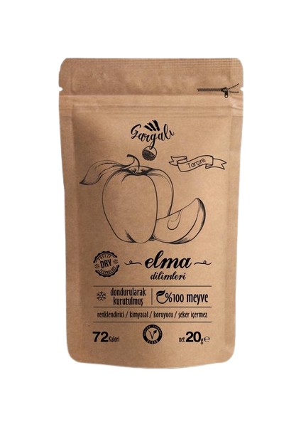 Freeze Dried Elma Dilimleri Kurusu 20 gr Besin Değerlerini Koruyan Dondurularak Kurutulmuş Sağlıklı Gıda Elma Meyve Kurusu ( Meyve Cipsi )