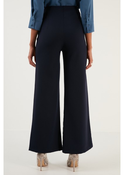 Fermuarlı Yüksek Bel Bol Paça Kumaş Pantolon Bayan Pantolon 6476004 indirimleri