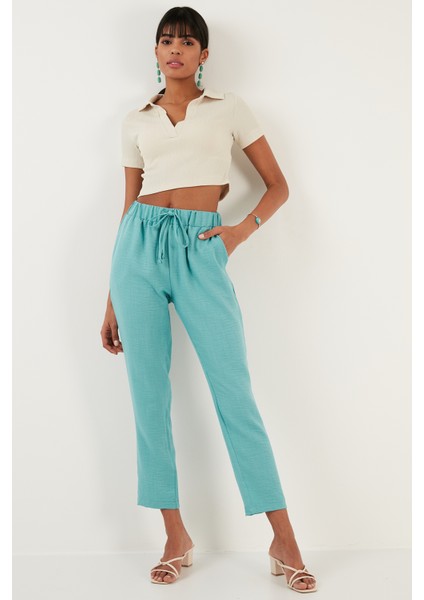 Slim Fit Polo V Yaka Crop Bluz Bayan Bluz 5865035 fırsatları