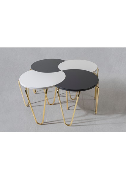 4'lü Gold Dolunay Orta Sehpa - Zigon Sehpa