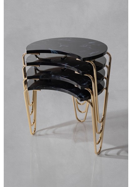 4'lü Gold Dolunay Orta Sehpa - Zigon Sehpa