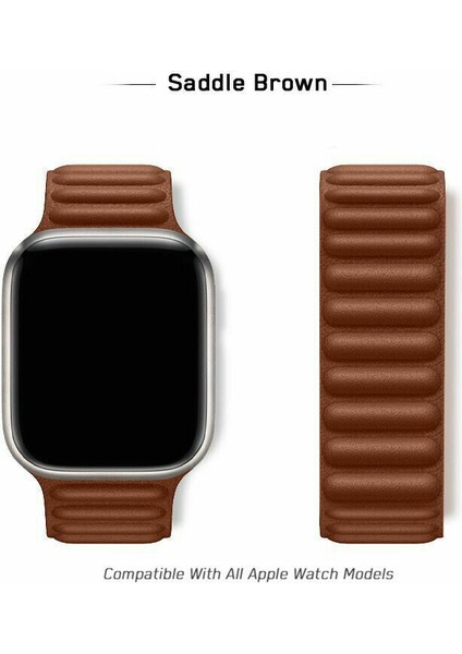 Apple Watch 2/3/4/5/6/7/8/se/ultra 42MM 44MM 45MM 49MM Mıknatıslı Deri Baklalı Kordon
