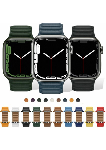 Apple Watch 2/3/4/5/6/7/8/se/ultra 42MM 44MM 45MM 49MM Mıknatıslı Deri Baklalı Kordon fırsatları