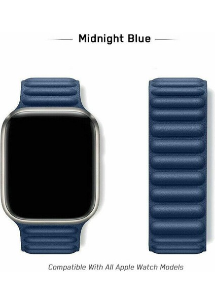 Apple Watch 2/3/4/5/6/7/8/se/ultra 42MM 44MM 45MM 49MM Mıknatıslı Deri Baklalı Kordon