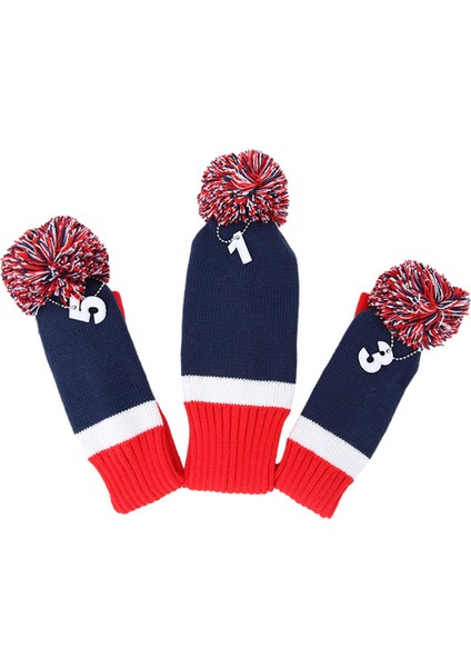 3 Pcs Örgü Ahşap Golf Kulübü Kapakları No. Tags 1 3 5 Sürücü Fairway (Yurt Dışından)