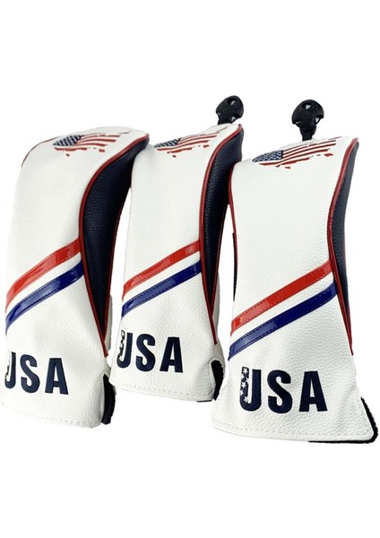 3 Pcs Su Geçirmez Golf Kulübü Headcover Fairway Woods Pu Deri Ahşap Kapak (Yurt Dışından)