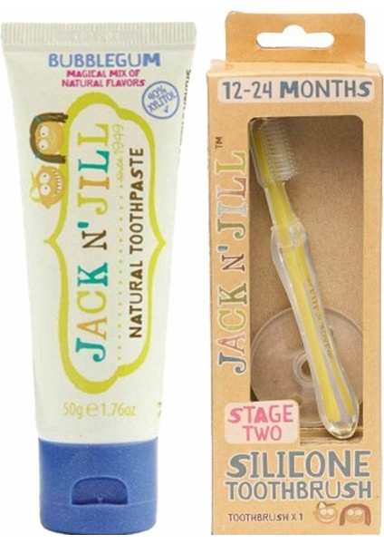 Jack N Jill Silikon Diş Fırçası 1-2 Yaş+Sakız Aromalı Diş Macunu 50GR