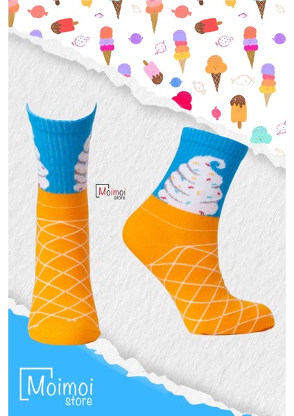 Store Ice Cream Desenli Unisex Renkli Çorap