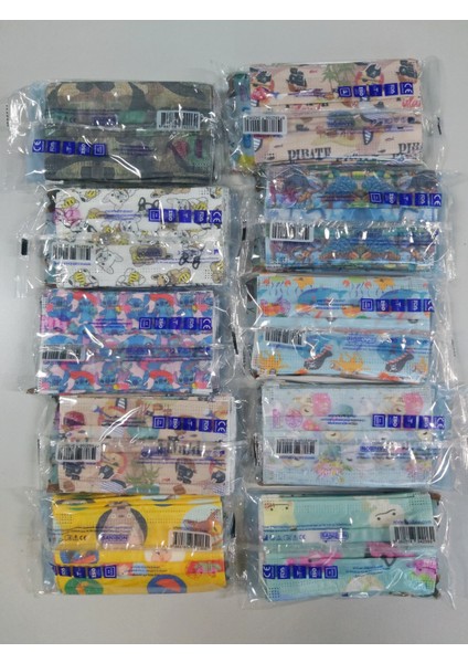 Kids Baskılı Cerrahi Maske - 3-13 Yaş - 10'lu - 10 Paket modelleri