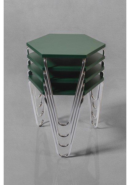 4'lü Piramit Zigon Sehpa - Yeşil