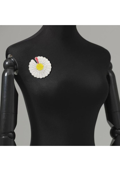 Rhinestones Bead Daisy Aplike Yama 7.5 7.5cm Beyaz (Yurt Dışından)