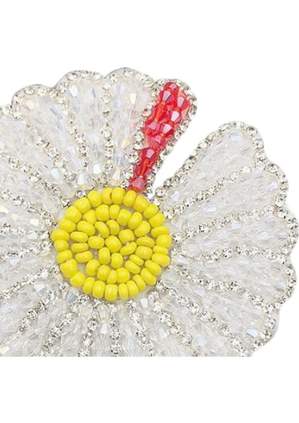 Rhinestones Bead Daisy Aplike Yama 7.5 7.5cm Beyaz (Yurt Dışından)