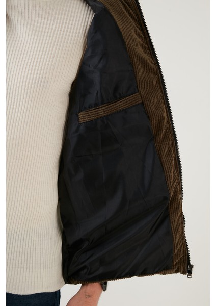 Fermualı Cepli Slim Fit Dik Yaka Kadife Yelek Erkek Yelek 5711436