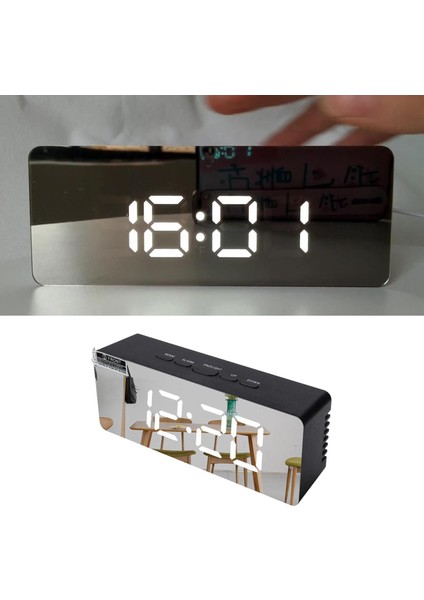 Yaratıcı LED Dijital Çalar Saat Gece Işık Termometresi Ekran 2/24 Saat 14X3.4X5.5CM Siyah (Yurt Dışından)