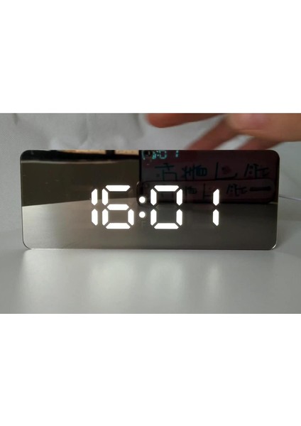 Yaratıcı LED Dijital Çalar Saat Gece Işık Termometresi Ekran 2/24 Saat 14X3.4X5.5CM Siyah (Yurt Dışından)