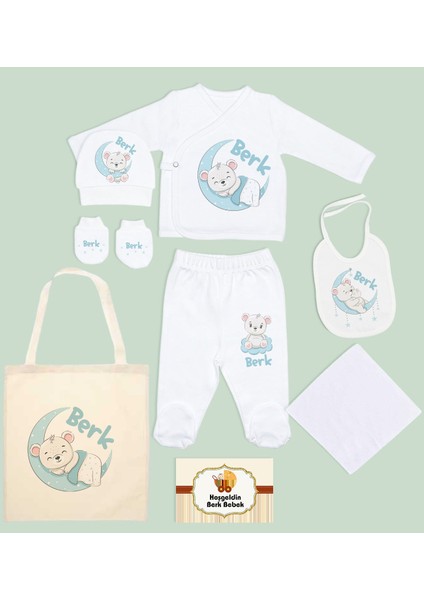 Kids Kişiye Özel Beyaz Hastane Çıkışı, Anneye Hediye, Isimli Bez Çanta, Yeni Doğan Bebek Giyim Hediyesi, 8 Parça Bebek Hediye Seti-3